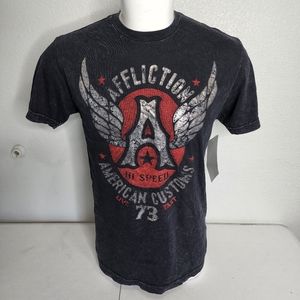 Buckle Affliction Black Rugged Moto T-shirt Medium Stretch Style